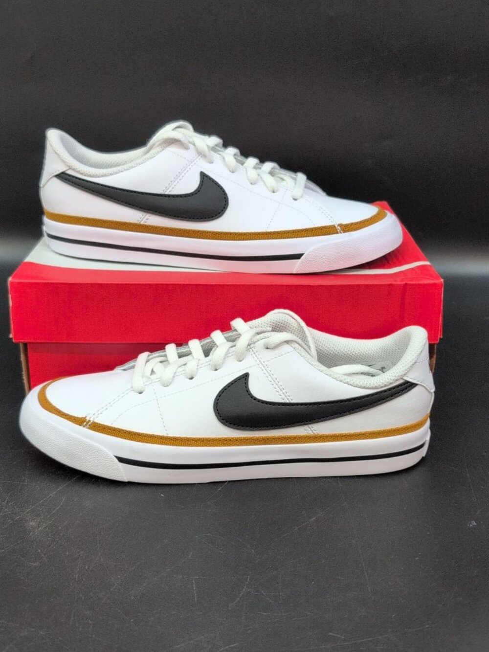 Nike Court Legacy GS Big Kids Leather Shoes US 5Y White Black DA5380-102